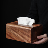 简约高级感抽纸盒实木轻奢感纸巾盒中式 客厅家用创意橡竹制纸巾盒
