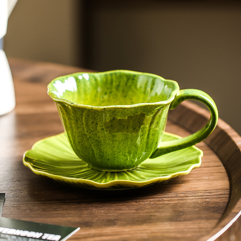 高颜值轻奢花朵咖啡杯女士个人