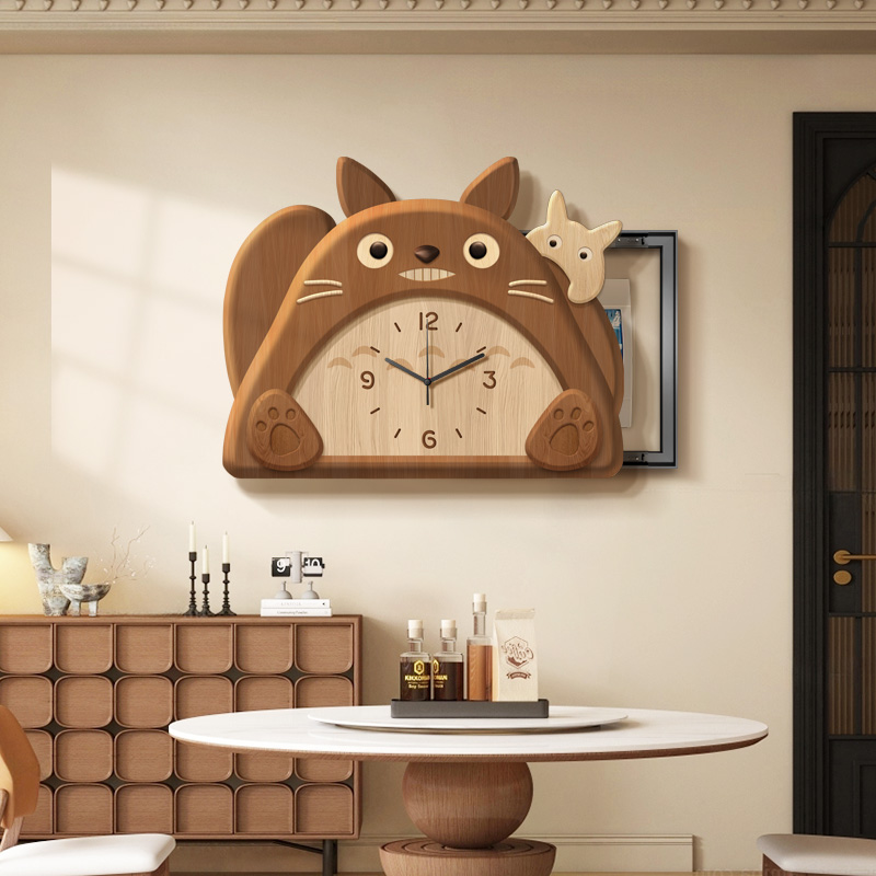 中古风龙猫电表箱装饰画 画可爱配电箱遮挡饭厅钟表挂画 画电闸盒