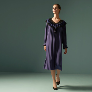 嘉德丽亚兰蕾丝花边精莫代尔居家休闲睡裙AW4C06C1 微瑕疵捡漏