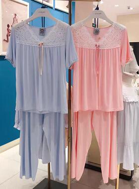 【微瑕疵捡漏】嘉德丽亚 竹纤维舒适宽松复古睡衣套CJS4W606AB1