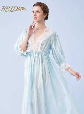 【奥莱瑕疵】法式睡裙夏季复古蕾丝花边棉外搭睡袍CIS4B315D1