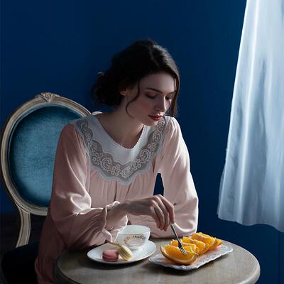 CA法式宫廷奢华绣花荷叶边睡裙