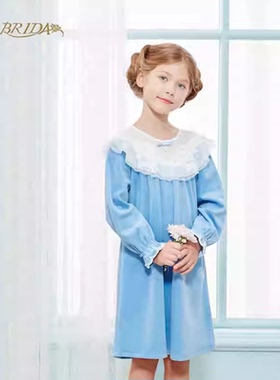 【微瑕疵捡漏】CA BRIDA/嘉德丽亚秋冬法式圆领女童棉绒睡裙H5E04
