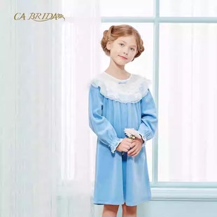 嘉德丽亚秋冬法式 BRIDA 圆领女童棉绒睡裙H5E04 微瑕疵捡漏