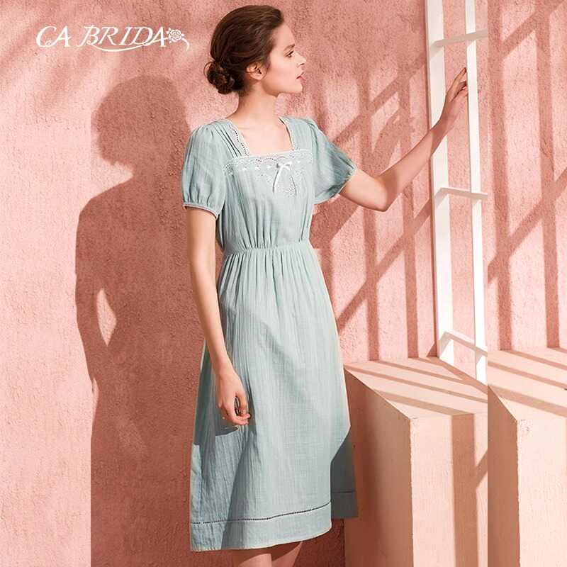 睡裙花朵可外穿镂空短袖刺绣春夏