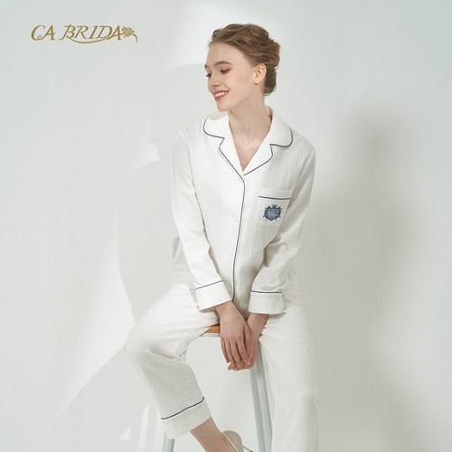 【微瑕疵捡漏】CA BRIDA法式经典翻领情侣款搭配睡衣套装女M813