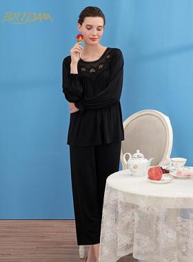 【微瑕疵捡漏】CA BRIDA 法式复古黑色莫代尔睡衣套CJW4C914AB2