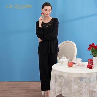 法式 BRIDA 复古黑色莫代尔睡衣套CJW4C914AB2 微瑕疵捡漏