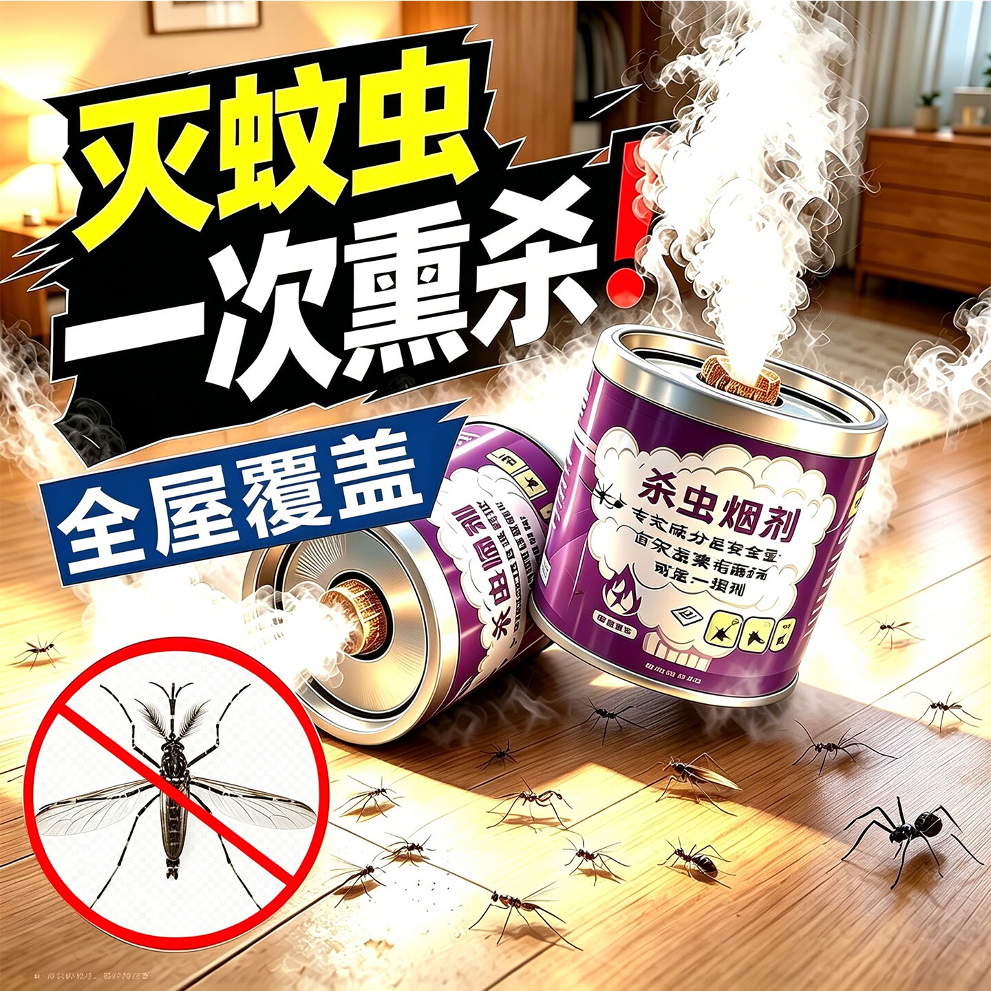 灭蚊烟雾杀虫剂室内驱蚊灭除蚊子强力烟剂熏杀家用蟑螂螨虫烟雾弹