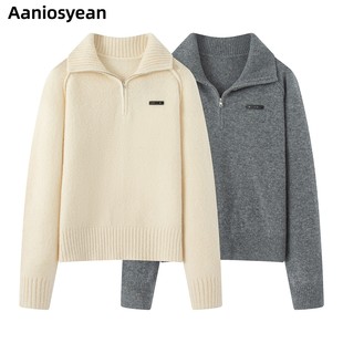 艾诺丝旺京官方旗舰店2025秋冬新品款半拉链针织衫毛衣上衣女4153