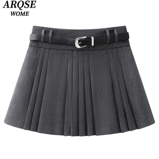艾诺丝旺京官方旗舰店2026春季新品高腰百褶A字半身裙短裙女1169