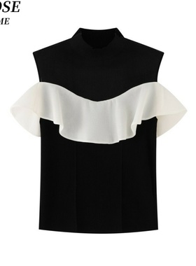 艾诺丝旺京官方旗舰店2025春夏季新品款百搭荷叶边针织衫上衣8157