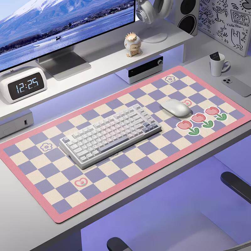 棋盘格花鼠标垫橡胶书桌垫学习办公桌面垫黑白抽象图案圆形方形
