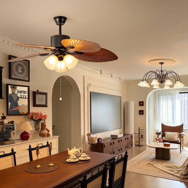 法式中古风扇灯复古吊扇灯中山电