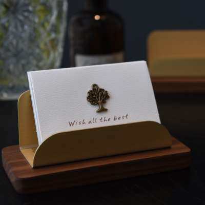 放名片架子高档木质收纳盒装卡片架座卡盒木头夹盒子前台展示定做