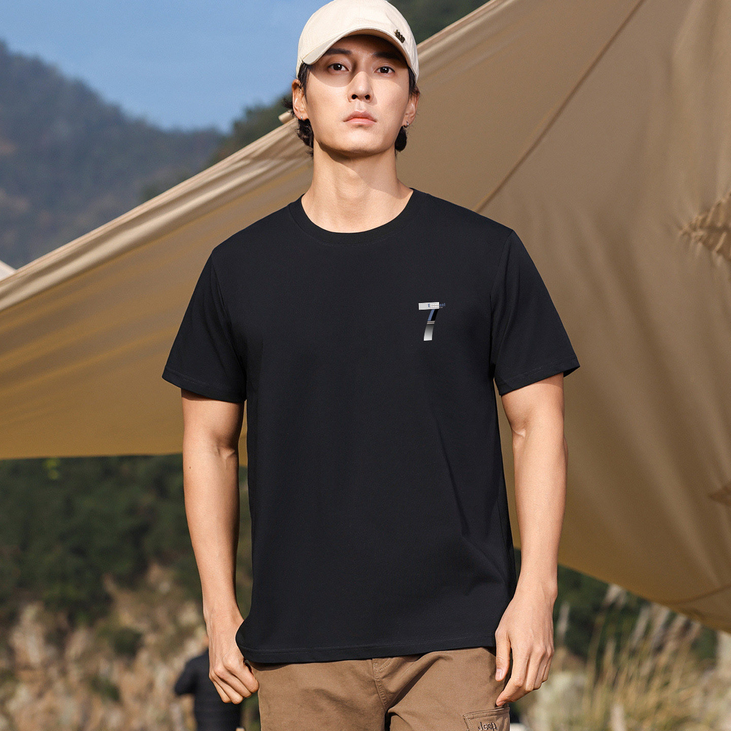 唐狮VARSDEN夏季男士新款短袖情侣款t恤纯棉宽松时尚印花体恤上衣