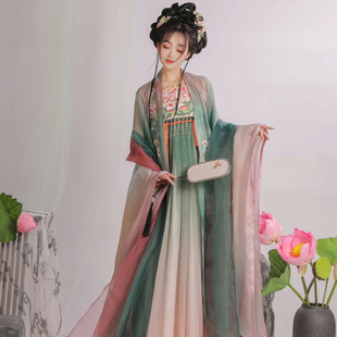 原创汉服女夏季柯子裙唐制大袖衫重工刺绣古装仙气飘逸日常款套装
