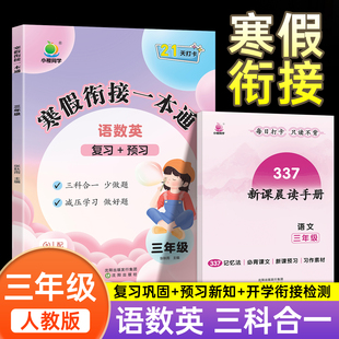 寒假衔接一本通三年级上册寒假作业人教版语文数学英语寒假衔接作业3年级语数英寒假复习预习同步练习册练习题小橙同学假期练习上