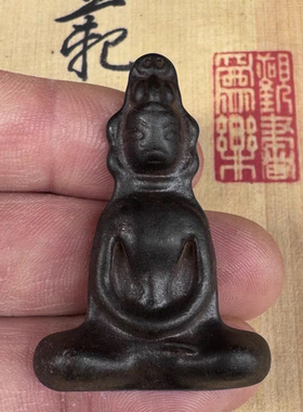 藏式天铁托甲古朴阿弥陀佛项链吊坠挂饰玄铁藏传民族风文玩包挂件