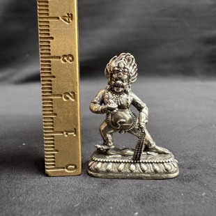 藏式黑财神利马铜小寸佛摆件西藏文玩随身携带黄铜实心小佛像托甲