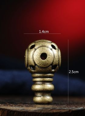 藏式天铁托甲复古文玩手串纯铜五眼六通一体三通佛头菩提念珠配件