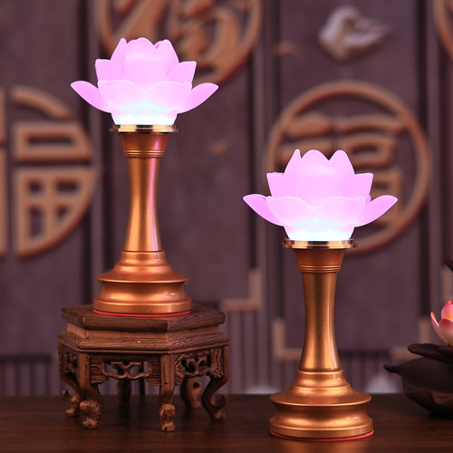 水晶玻璃莲花灯佛前七彩琉璃灯