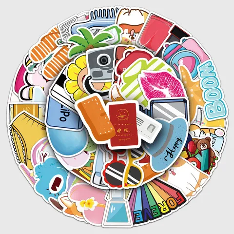 张小清新贴纸涂鸦笔记本电脑50ins风行李箱不重复装饰DIY防水VSCO