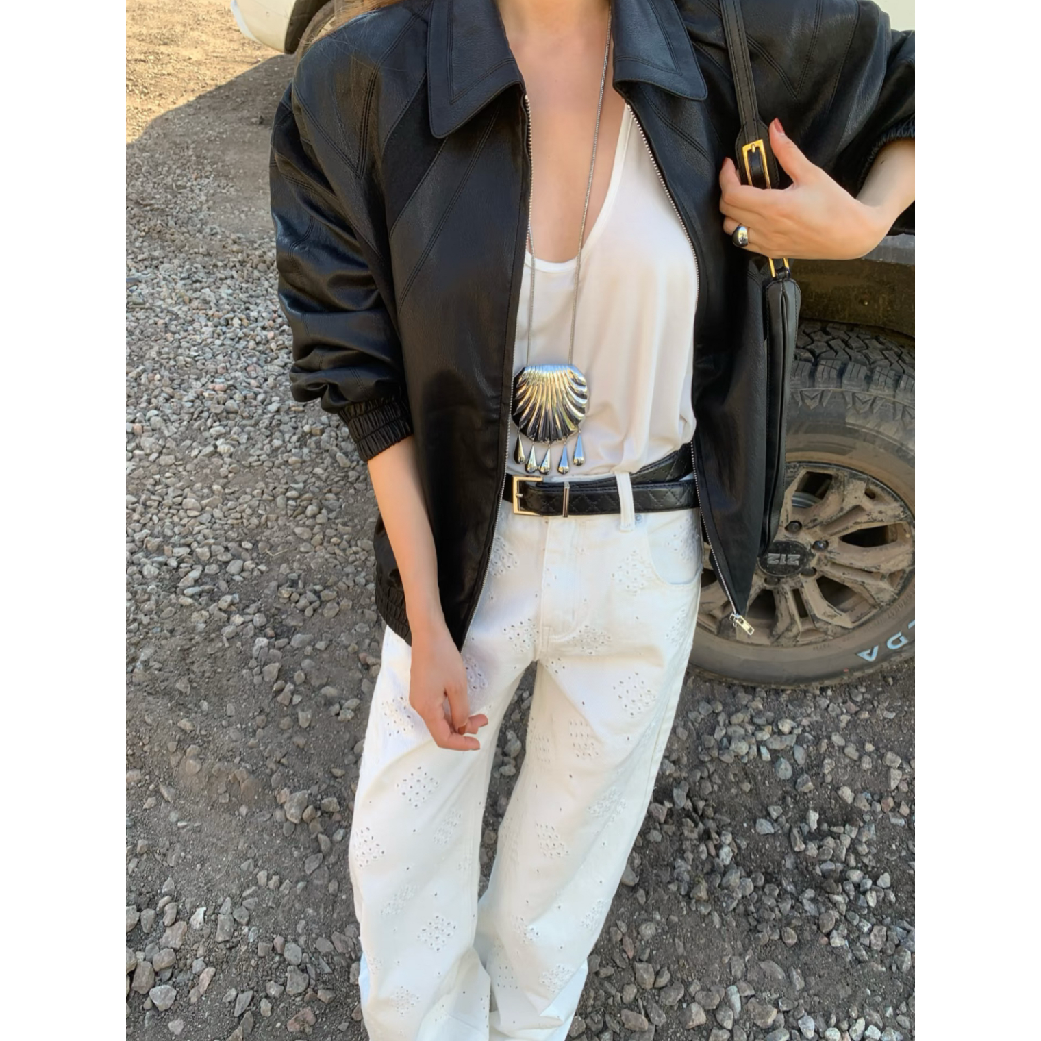 欧美小众夸张大贝壳水滴长项链女