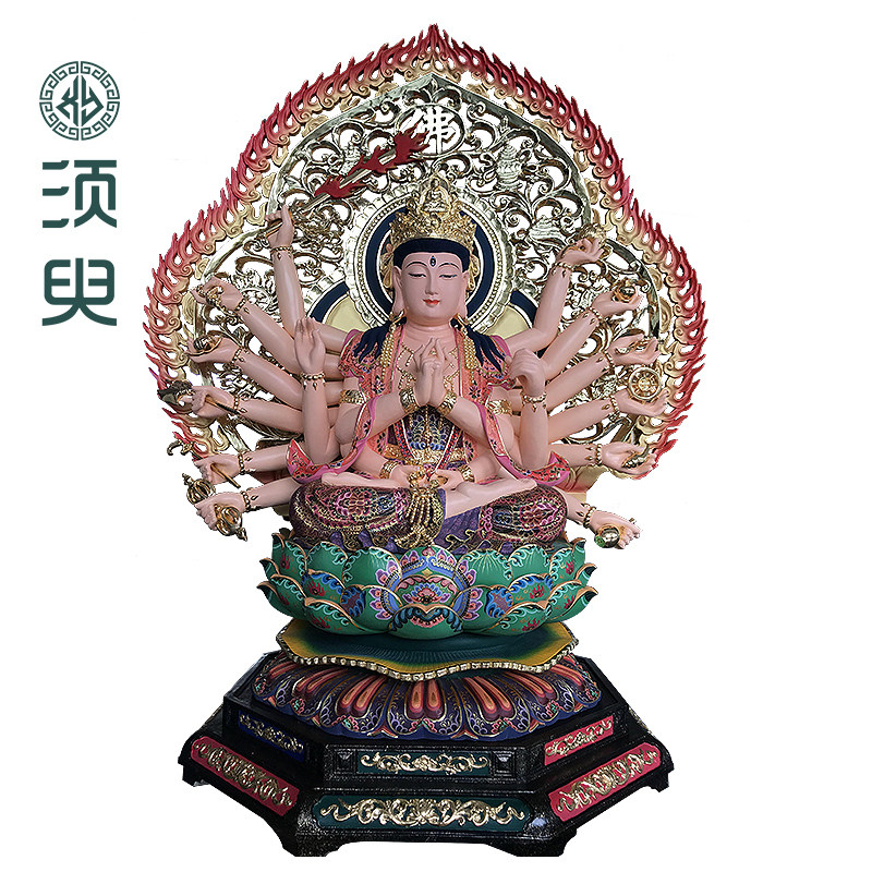 木雕准提佛母摆件七俱胝佛母