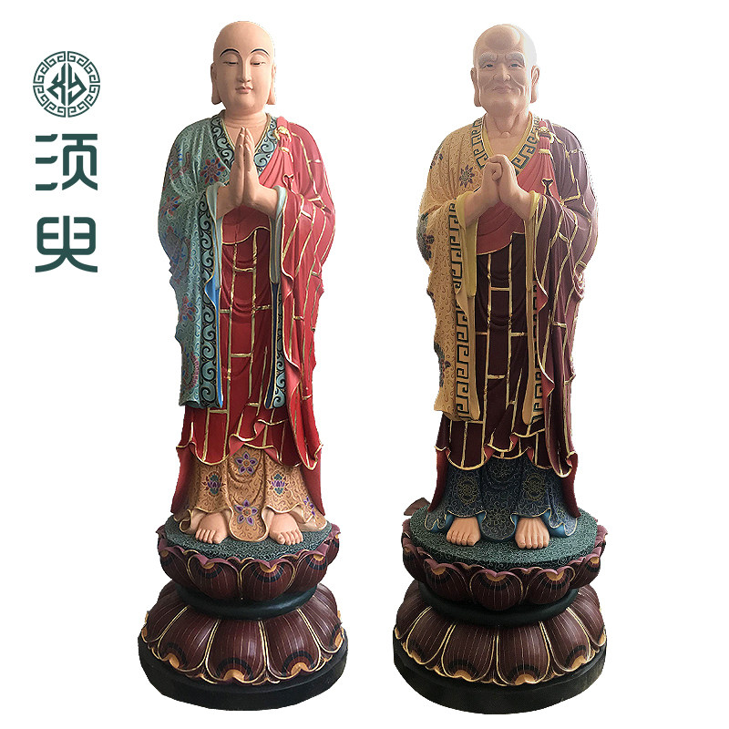 寺庙释迦牟尼佛随从阿难迦叶尊者木雕佛像护法阿难陀像 须臾