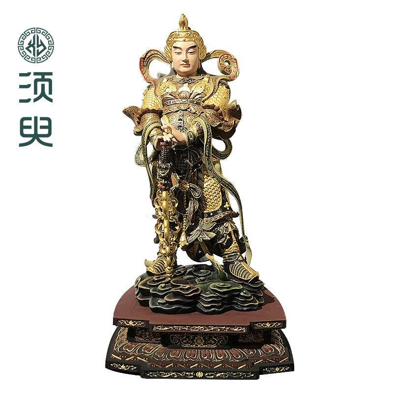 韦陀天尊木雕佛像摆件
