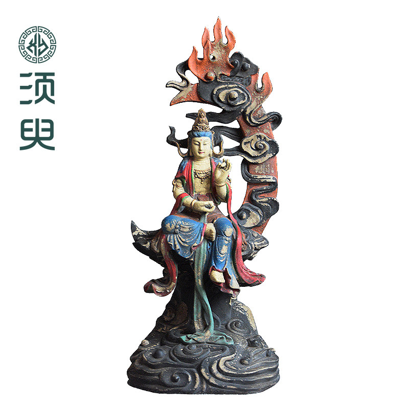 仿古禅意观音木雕佛像摆件