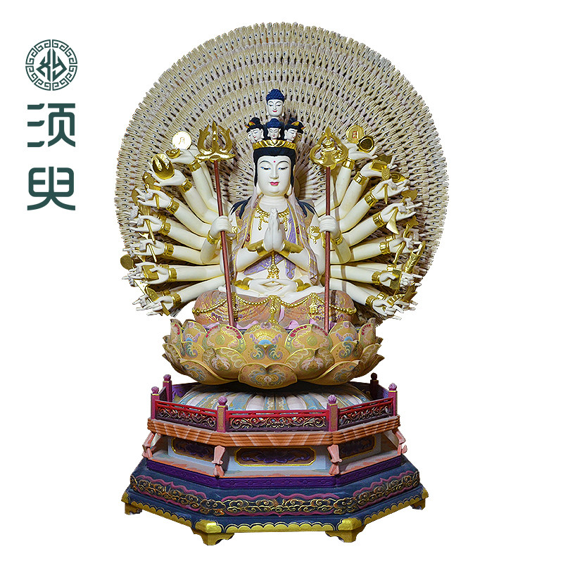 木质千手观音木雕佛像摆件