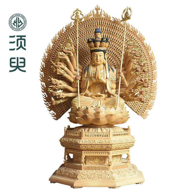 木质千手观音木雕佛像摆件