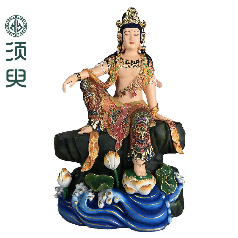 自在观音木雕佛像禅意观音