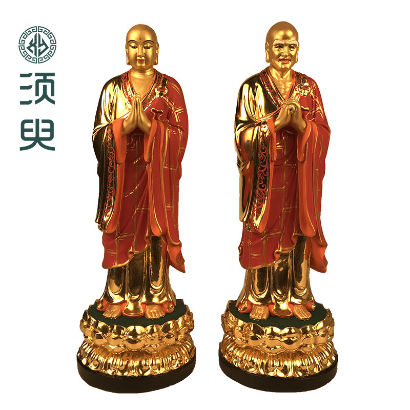 寺庙释迦牟尼佛随从阿难迦叶尊者木雕佛像护法阿难陀像 须臾