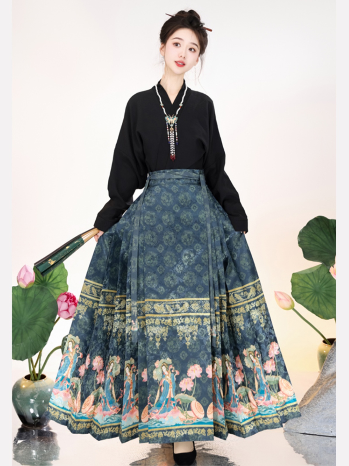 原创日常汉服马面裙聚酯纤维