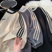 2024新款 美式 潮牌短袖 华夫格t恤男夏季 体恤宽松休闲情侣半袖 上衣