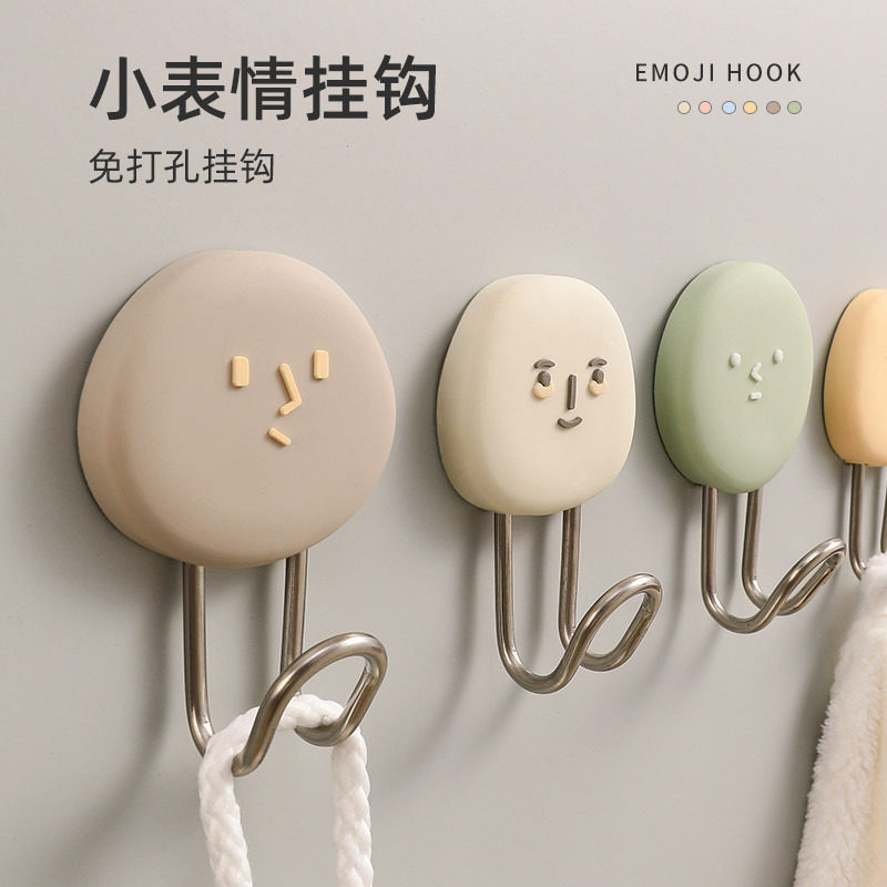 代发小表情卡通挂钩强力承重免打孔无痕胶浴室厨房门后背胶粘钩子