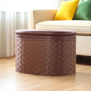 多功能收纳凳储物凳客厅纸藤编沙发实木可坐人换鞋凳家用门口箱子