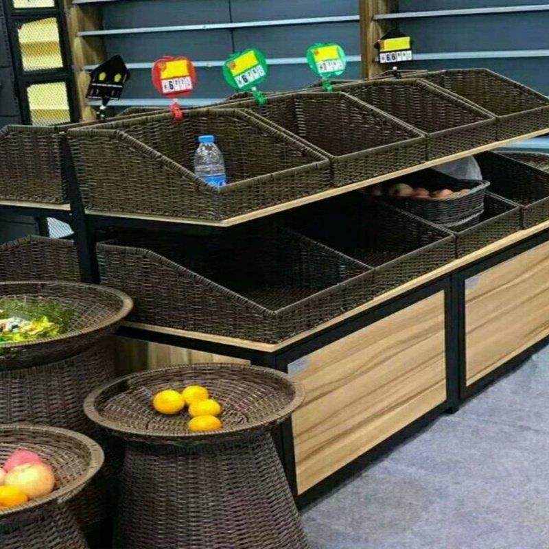 超市专用水果框收纳筐蔬菜陈列筐斜口篮藤编堆头货架篮美陈梯形篮,商业/办公家具,蔬菜篮/水果篮,淘宝优惠券,粉丝福利购,淘宝优惠卷