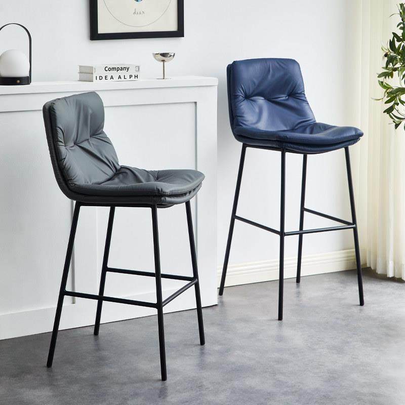 北欧靠背皮吧椅家用轻奢铁艺高脚凳网红ins咖啡厅现代简约吧台椅,住宅家具,家用高脚椅,淘宝优惠券,粉丝福利购,淘宝优惠卷