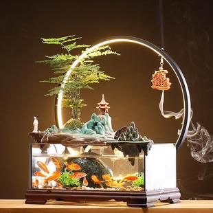饰乔迁开业送礼 创意流水鱼缸摆件喷泉客厅家用招财循环水办公室装