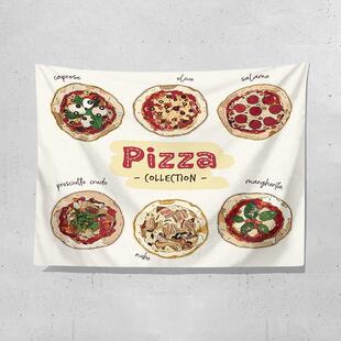 创意披萨意面广告布网红餐厅墙上装饰背景布夜市摆摊挂布摊位桌布