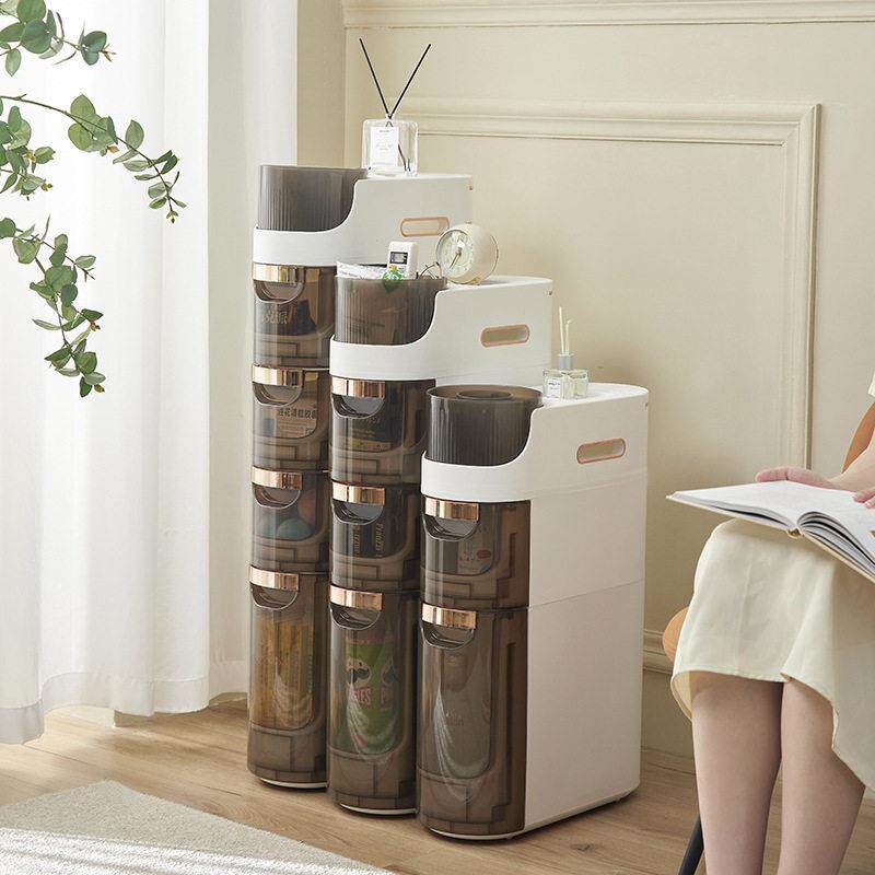 卫生间夹缝收纳柜置物架带抽屉免安装窄缝收纳架浴室洗手间可移