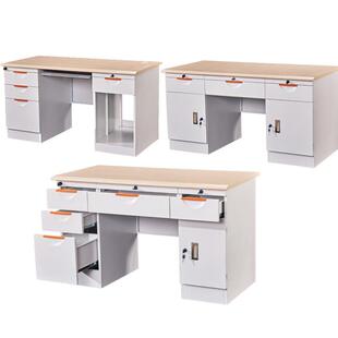 台式电脑桌办公室书桌带抽屉办公桌单人写字台钢制财务主管经理桌