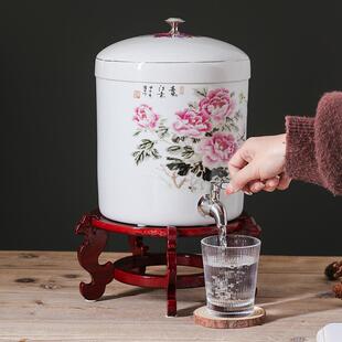 开水 3升6升8升陶瓷冷水壶带龙头装 汗蒸室储蓄凉瓶家用耐高温泡茶