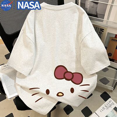 NASA夏季纯棉重磅卡通HelloKittyT恤ins潮牌美式宽松休闲短袖上衣