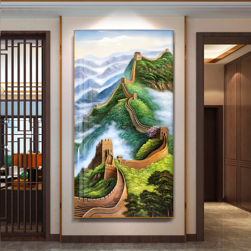富瑞装饰画玄关中式油画长城画